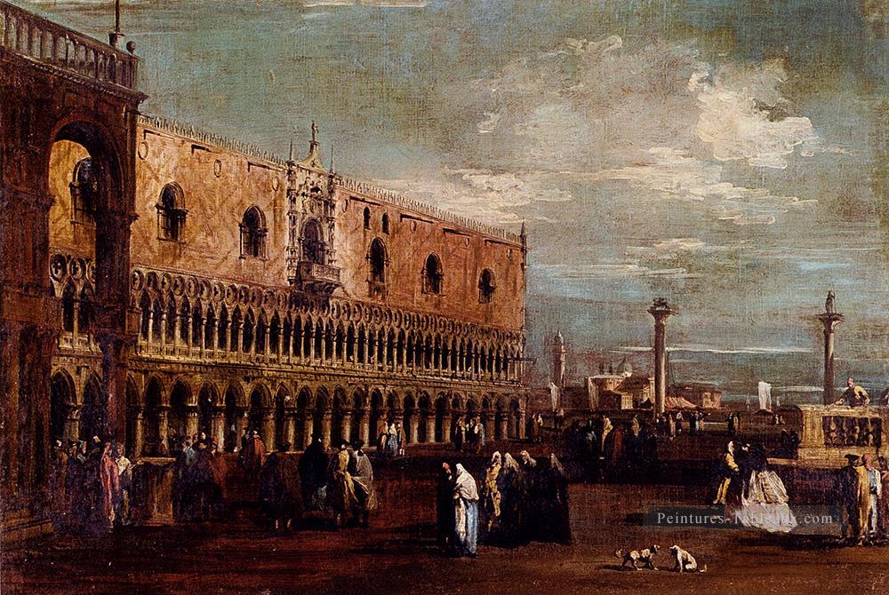 Venise Une vue de la Piazzetta vers le sud avec le Palazzo Ducale école vénitienne Francesco Guardi Peintures à l'huile